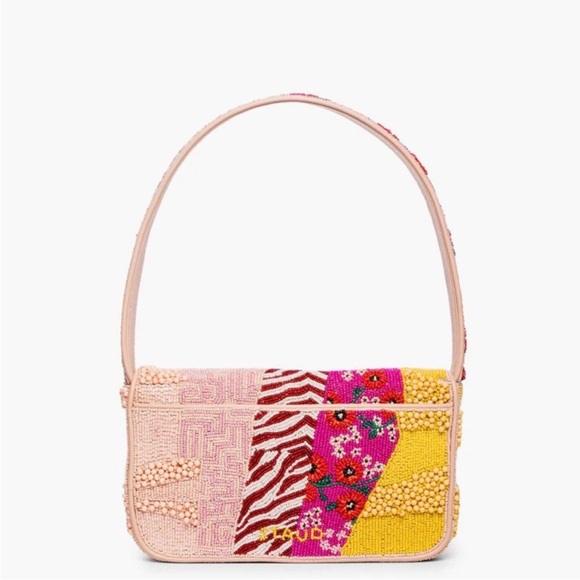 Staud Tommy Beaded Shoulder Bag Pink Patchwork - Limited Edition NWOT - Picture 5 of 7
